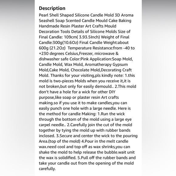 BRAND NEW SILICONE SHELL MOLD FOR DIY CANDLE MAKING !!! 🐚🌊 - Picture 8 of 8